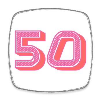 50. 50 ANS. 50e ANNIVERSAIRE. ANNIVERSAIRE 50 ANS. - Magnet carré - blanc - Devant