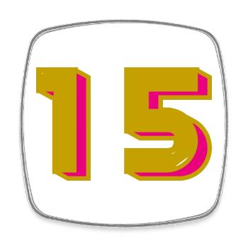 15. 15 ANS. 15e ANNIVERSAIRE. ANNIVERSAIRE 15 ANS. - Magnet carré - blanc - Devant