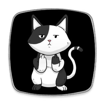 Katze Mittelfinger - Viereckiger Kühlschrankmagnet - Weiß - Vorne