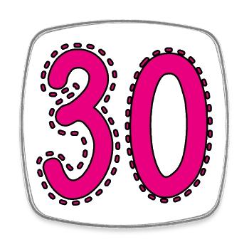 30. 30 YEARS. 30th ANNIVERSARY. 30 YEARS ANNIVERSARY. - Square fridge magnet - white - Front