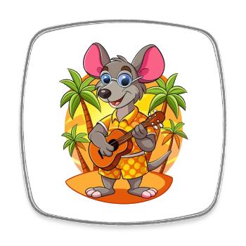 Drôle de Rat Lunettes de soleil de plage d’été hawaïen - Magnet carré - blanc - Devant