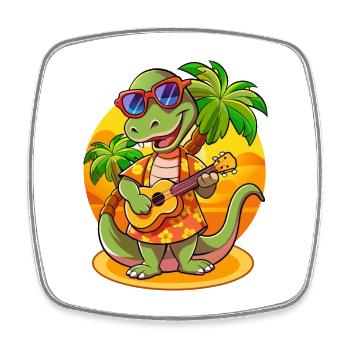 Drôle Serpent Dessin Animé Plage D’été Lunettes De Soleil Guitare - Magnet carré - blanc - Devant