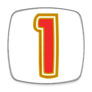 1. 1 AN. 1er ANNIVERSAIRE. ANNIVERSAIRE 1 AN - Magnet carré - blanc - Devant