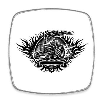 Logo de traction de tracteur - Magnet carré - blanc - Devant