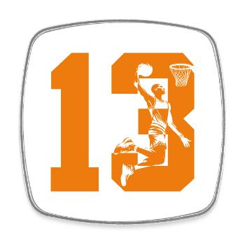 NUMBER 13 BASKETBALL 13TH BIRTHDAY - Square fridge magnet - white - Front