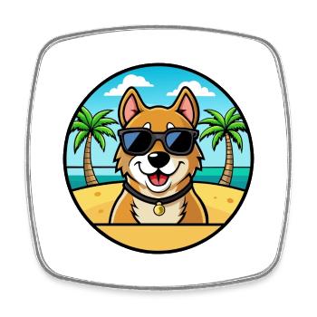 Alano Español Hunderasse Cartoon Sonnenbrille Strand - Viereckiger Kühlschrankmagnet - Weiß - Vorne