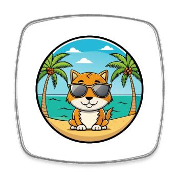 Chypre Chat Race Dessin Animé Lunettes De Soleil Plage - Magnet carré - blanc - Devant