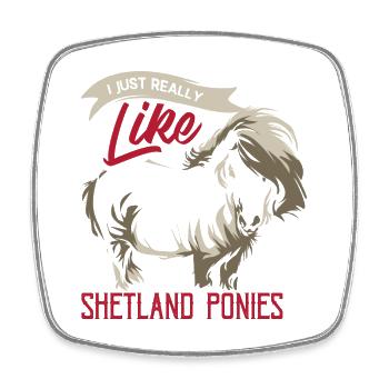 Zotteliges Shetlandpony Inselrasse - Viereckiger Kühlschrankmagnet - Weiß - Vorne