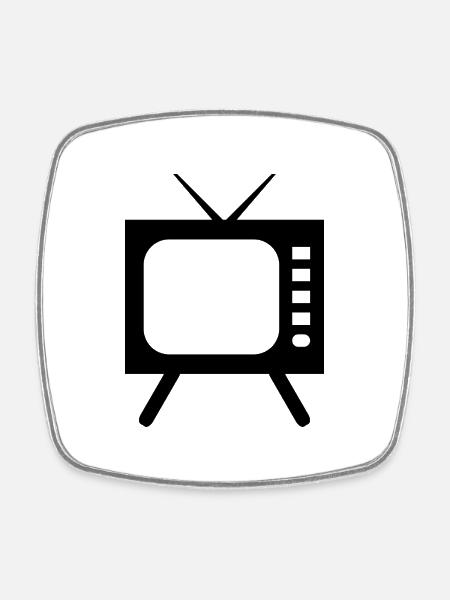 Fernseher Symbol - Viereckiger Kühlschrankmagnet - Weiß