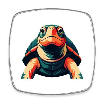Turtle Cartoon Character Colorful Pet Animal - Square fridge magnet - white - Front