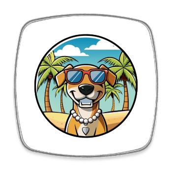 Southern Hound Dog Breed Cartoon Sunglasses Beach - Square fridge magnet - white - Front