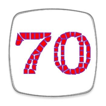 70. 70 ANS. 70e ANNIVERSAIRE. ANNIVERSAIRE 70 ANS. - Magnet carré - blanc - Devant
