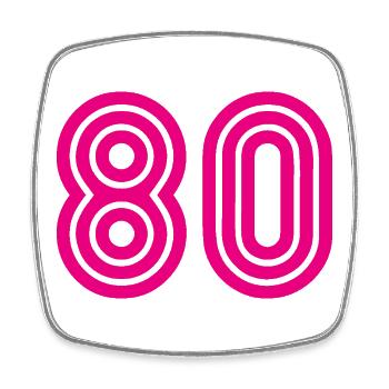 80. 80 JAHRE. 80-JÄHRIGES JUBILÄUM. 80. GEBURTSTAG. - Viereckiger Kühlschrankmagnet - Weiß - Vorne