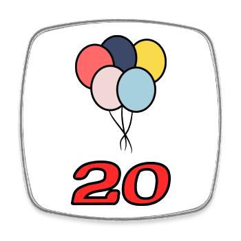 20. 20 YEARS. 20th ANNIVERSARY. 20 YEARS ANNIVERSARY. - Square fridge magnet - white - Front