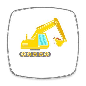 Bagger - Viereckiger Kühlschrankmagnet - Weiß - Vorne