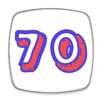 70. 70 ANS. 70e ANNIVERSAIRE. ANNIVERSAIRE 70 ANS. - Magnet carré - blanc - Devant