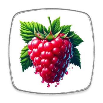 Runny leafy raspberry - Square fridge magnet - white - Front
