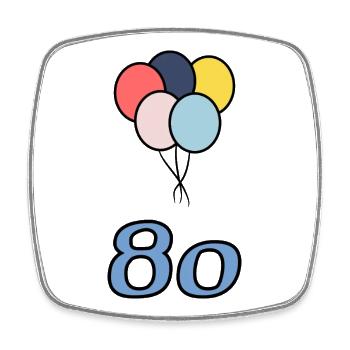80. 80 ANS. 80e ANNIVERSAIRE. ANNIVERSAIRE 80 ANS. - Magnet carré - blanc - Devant