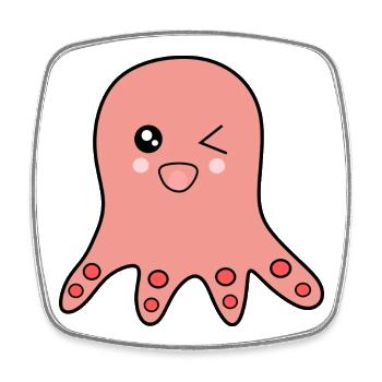 Octopus marine animals - Square fridge magnet - white - Front