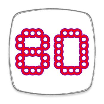 80. 80 ANS. 80e ANNIVERSAIRE. ANNIVERSAIRE 80 ANS. - Magnet carré - blanc - Devant