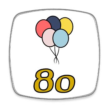80. 80 ANS. 80e ANNIVERSAIRE. ANNIVERSAIRE 80 ANS. - Magnet carré - blanc - Devant