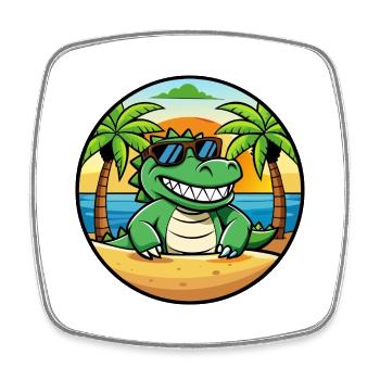 Krokodil Lustige Cartoon Sommer Strand Sonnenbrille - Viereckiger Kühlschrankmagnet - Weiß - Vorne