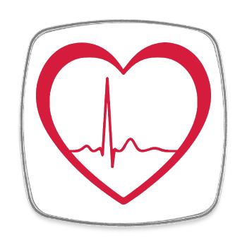 Herzschlag-EKG-Linie Medizinischer Pulswellen-Ikon-Vektor - Viereckiger Kühlschrankmagnet - Weiß - Vorne