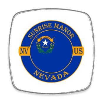 Sunrise Manor Nevada Flagge USA Souvenir Abzeichen - Viereckiger Kühlschrankmagnet - Weiß - Vorne