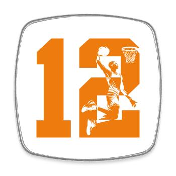 NUMBER 12 BASKETBALL 12TH BIRTHDAY - Square fridge magnet - white - Front