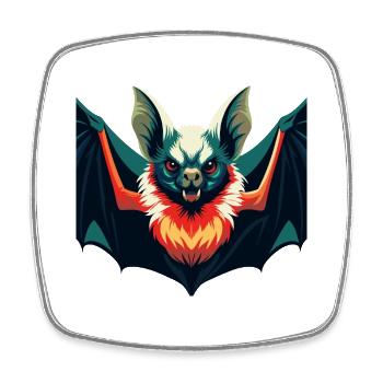 Fledermaus Cartoon Figur Buntes Haustier Tier - Viereckiger Kühlschrankmagnet - Weiß - Vorne