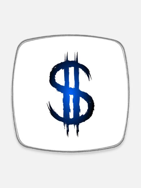 Dollarzeichen Dollar Geld Symbol - Viereckiger Kühlschrankmagnet - Weiß