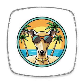Italienischer Windhund Hunderasse Cartoon Sonnenbrille Strand - Viereckiger Kühlschrankmagnet - Weiß - Vorne