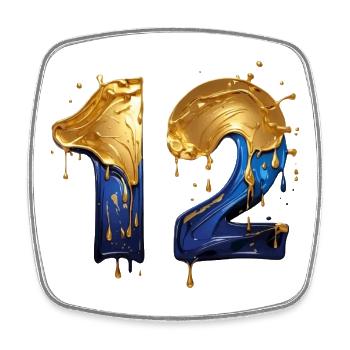 NON. 12 NUMÉRO 12 COOL 12E ANNIVERSAIRE - Magnet carré - blanc - Devant