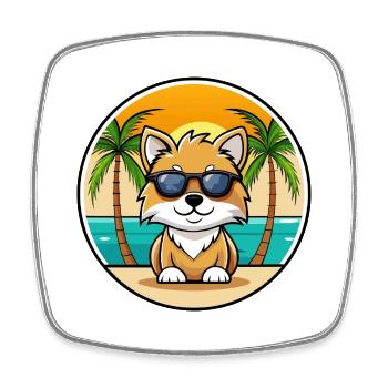 Spielzeug Deutscher Spitz Hund Rasse Cartoon Sonnenbrille Strand - Viereckiger Kühlschrankmagnet - Weiß - Vorne