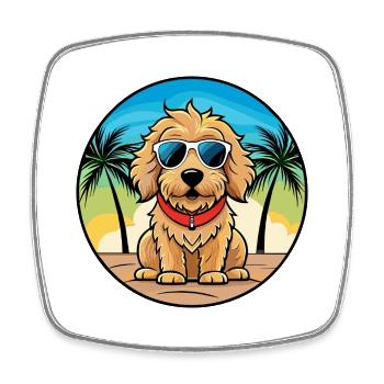 Cockapoo Hunderasse Cartoon Sonnenbrille Strand - Viereckiger Kühlschrankmagnet - Weiß - Vorne
