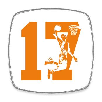 NUMBER 17 BASKETBALL 17TH BIRTHDAY - Square fridge magnet - white - Front