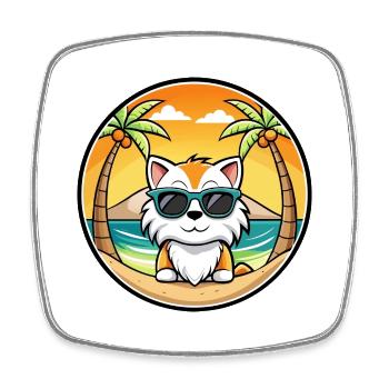 Ragdoll Katzenrasse Cartoon Sonnenbrille Strand - Viereckiger Kühlschrankmagnet - Weiß - Vorne