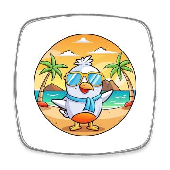 Möwe Lustige Cartoon Sommer Strand Sonnenbrille - Viereckiger Kühlschrankmagnet - Weiß - Vorne