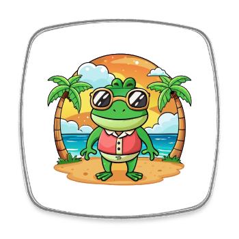 Frosch Lustige Cartoon Sommer Strand Sonnenbrille - Viereckiger Kühlschrankmagnet - Weiß - Vorne