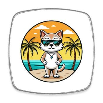 Burmilla Cat Breed Cartoon Lunettes de soleil Beach - Magnet carré - blanc - Devant