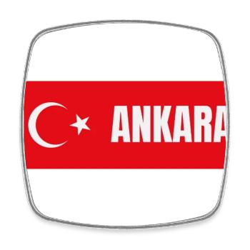 Ankara City in türkischer Flagge - Viereckiger Kühlschrankmagnet - Weiß - Vorne