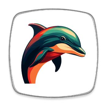Delfin Cartoon Figur Buntes Haustier Tier - Viereckiger Kühlschrankmagnet - Weiß - Vorne