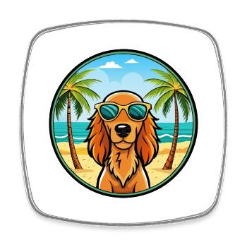 Irish Setter Hund Rasse Cartoon Sonnenbrille Strand - Viereckiger Kühlschrankmagnet - Weiß - Vorne