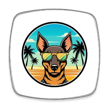 Manchester Terrier Hunderasse Cartoon Sonnenbrille - Viereckiger Kühlschrankmagnet - Weiß - Vorne