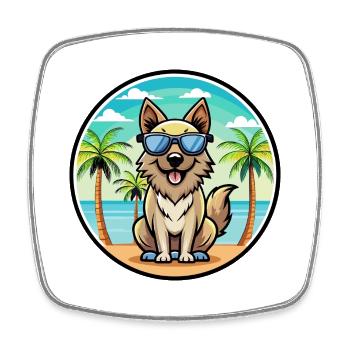 Carpathian Shepherd Dog Breed Cartoon Sunglasses - Square fridge magnet - white - Front