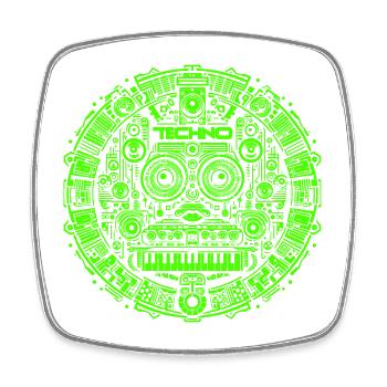 Techno Music Logo - Magnet carré - blanc - Devant
