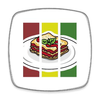 Ofenfrische Lasagne Käsekruste - Viereckiger Kühlschrankmagnet - Weiß - Vorne