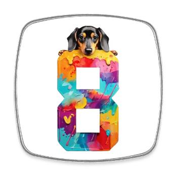 HUND 8 JAHRE DACKEL 8. GEBURTSTAG - Viereckiger Kühlschrankmagnet - Weiß - Vorne