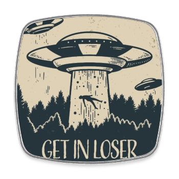 Außerirdischer Ufo Lustig Weltraum Geschenk - Viereckiger Kühlschrankmagnet - Weiß - Vorne