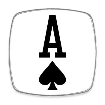 Carte à jouer au poker - As de pique - Magnet carré - blanc - Devant